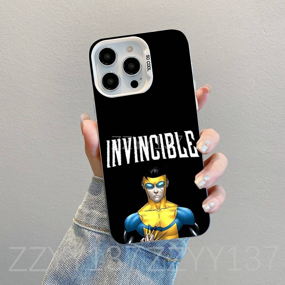 

Superhero I-Invincible Phone Case For iPhone 16,15,14,13,12,11,8,7,Pro,Max,Plus,Mini,XS,SE White Candy Matte Shockproof Cover iPhone16