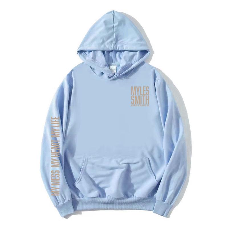 

My Mess, My Heart, My Life Hoodies Myles Smith Print Sweatshirt Long Sleeve Fleece Hooded Pullovers Unisex Streetwear Top XXXL
