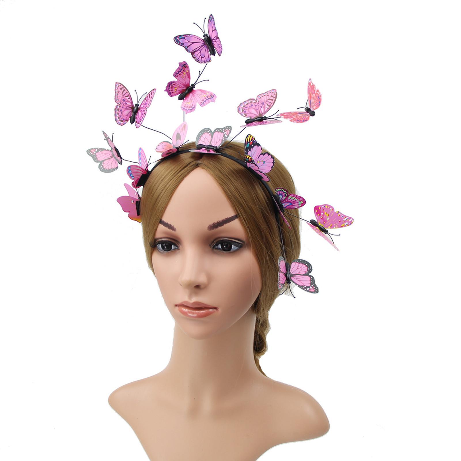 

Женская модная повязка на голову, коктейльная шляпа для чаепития, головной убор, повязка на голову с бабочкой One Size розовый