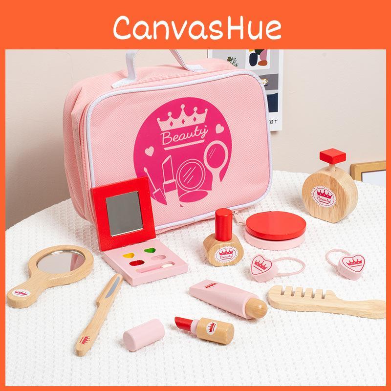 Pretend Children Play Makeup Bag Set Wooden Toys Imaginative Role Gift Play