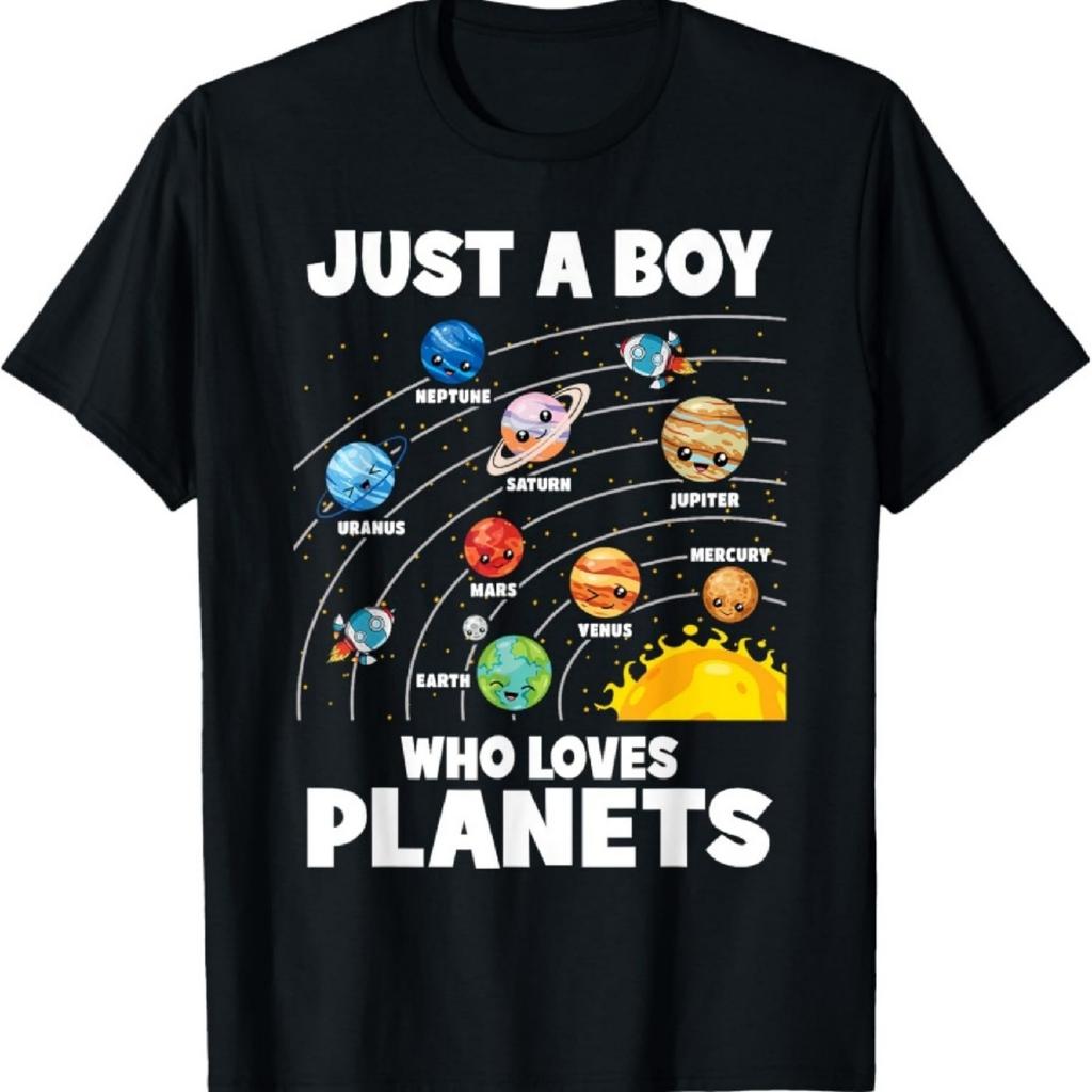 Just A Boy Who Loves Planets Solar System Astronomy Space T-Shirt