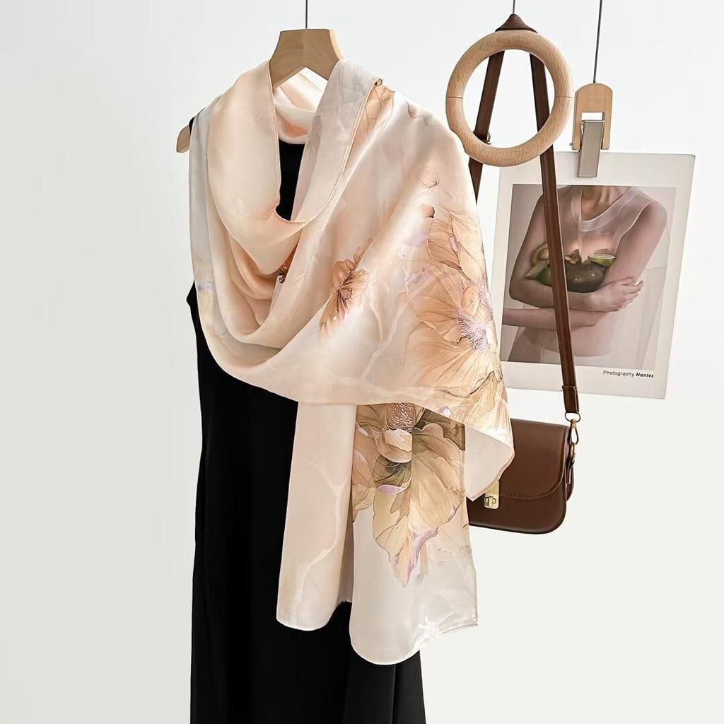 175*55Cm Luxury Scarf Silk Bandana Women Scarves Wrap Mulberry Fashion Headband Hijab Shawls Foulard Headkerchief