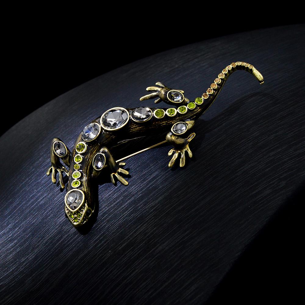 New Crystal Lizard Brooches for Women and Men Animal Pins Summer Shining Rhinestone Brooch Jewelry Kids Accessories