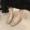 Women's Autumn New Square Toe Loafers,Soft Bottom Non Slip Slip On Comfortable Bean Shoes