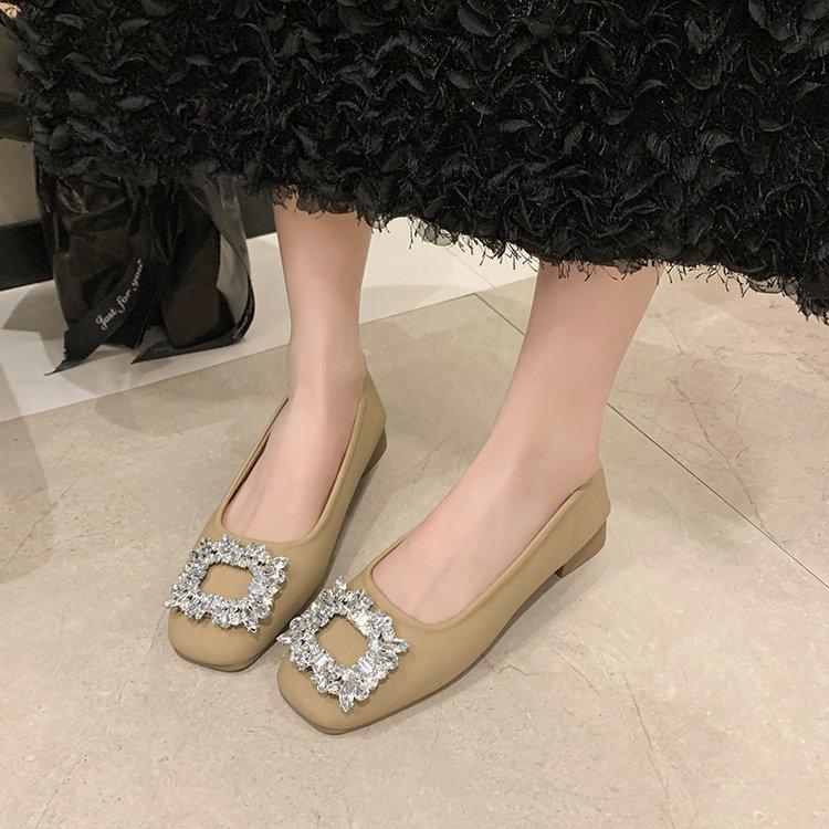 Women's Autumn New Square Toe Loafers,Soft Bottom Non Slip Slip On Comfortable Bean Shoes