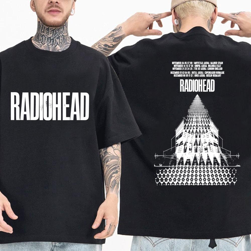 Radiohead Return To The Road European Tour Tshirt Men Hip Hop Rock Vintage T Shirt Mens Gothic Oversized Tshirts Streetwear