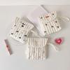 Stylish Cotton Polyester Period Essential Bag With Decorative Bows Design Compact Cosmetic Organizer For Women Girls
