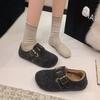 Belt Buckle Platform Boken Shoes 2025 Autumn and Winter New Casual Doudou Shoes Lazy One Pedal Velvet Cotton Shoes Women
