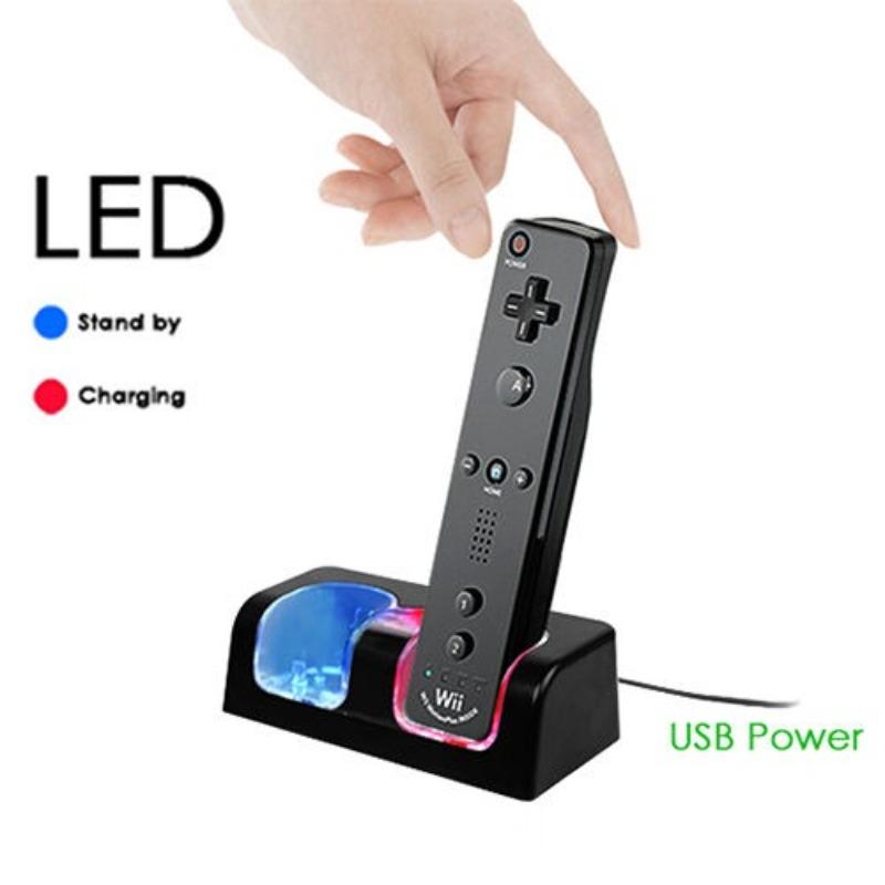 Dual Remote Charging Dock Station and 2 Rechargeable Batteries for Wii