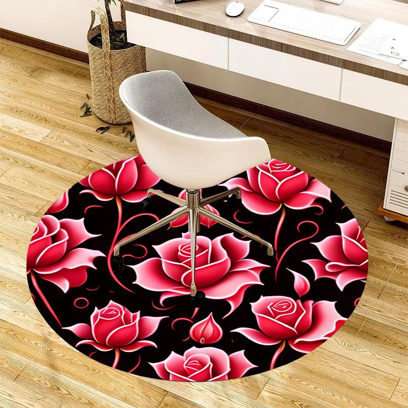 1pc Office Carpet Chair Mats Pink Roses Floral Pattern Perfect for Decorating Office Chairs, Living Rooms, Or Bedrooms