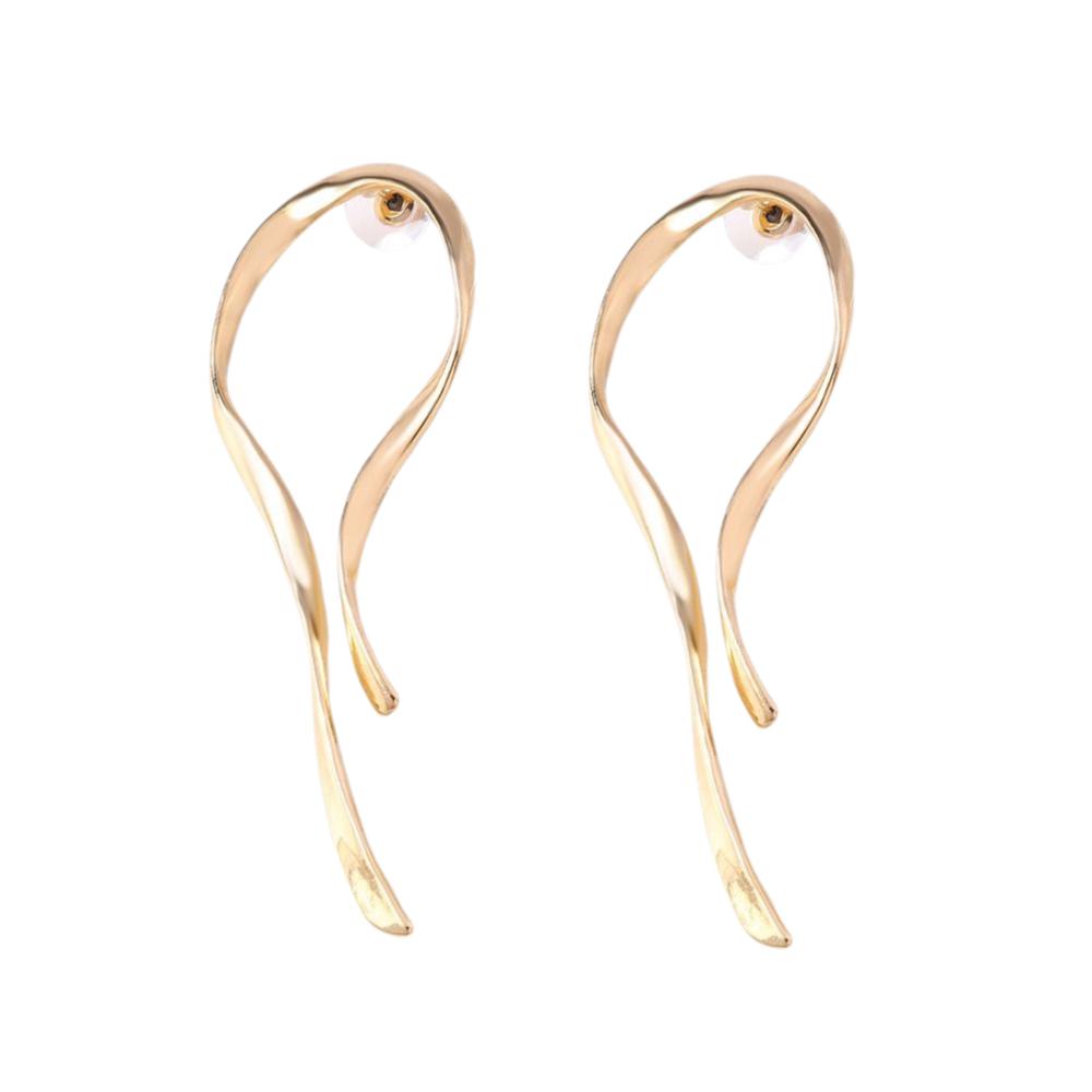 Alloy Dangle Earrings Gold Silver Color Metal Earrings Charm Asymmetric Line Earrings  For Women
