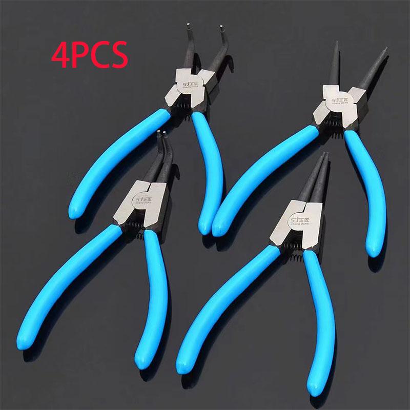 7 inch Snap Ring Pliers Set Heavy Duty Internal/External Circlip Pliers Kit Straight Bent Jaw for Ring Remover Retaining