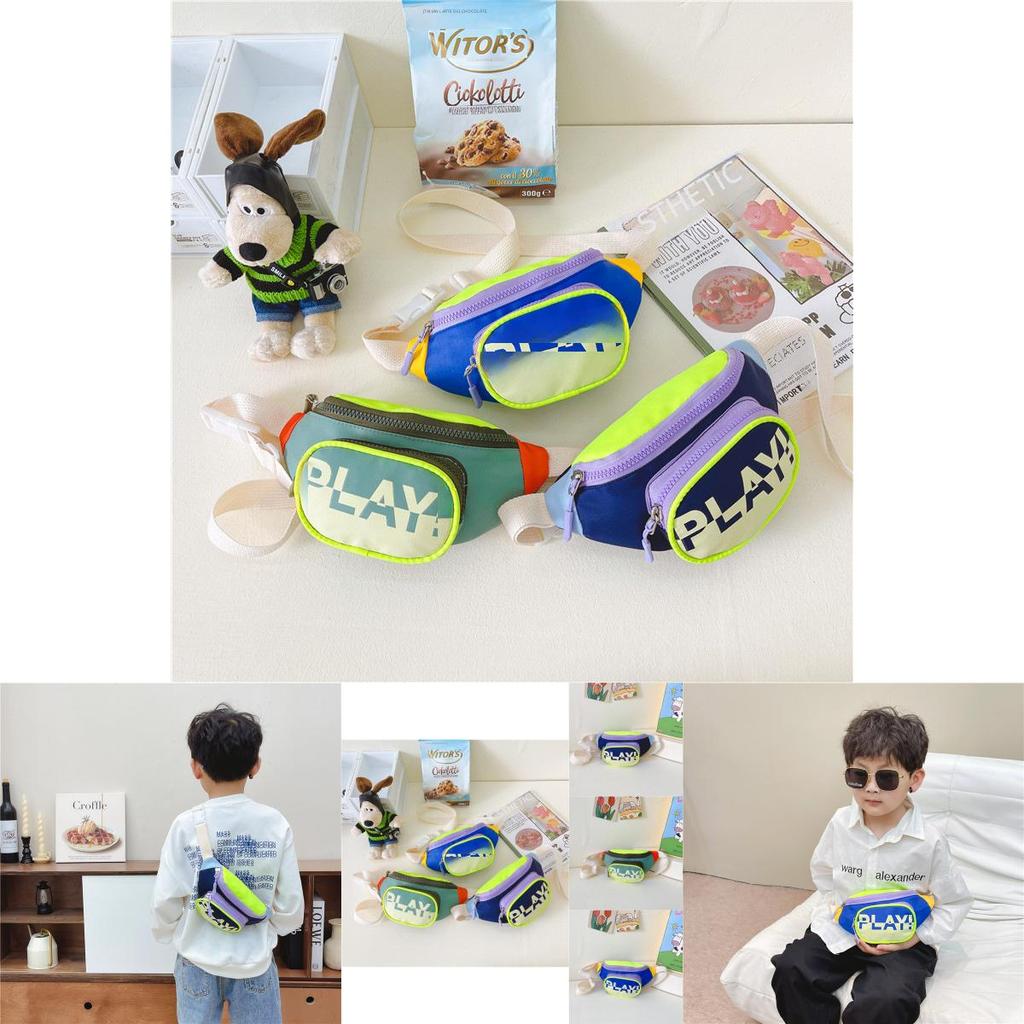Trendy Blue Canvas Children's Crossbody Bag Stylish Sports Chest Pack For Kids