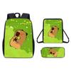 Ice Cubes Doughnut Capybara Cute Cartoon Pattern Backpack Three Set Piece