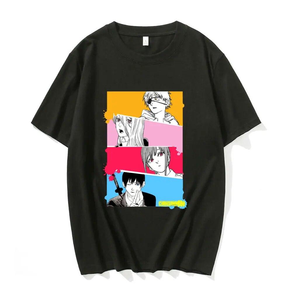 Muž motorovou pilou MAKIMA Japonské anime tričko Unisex Manga Trička s grafikou Trička Funny Cartoon Tričko Unisex Hip Hop Trička Unisex