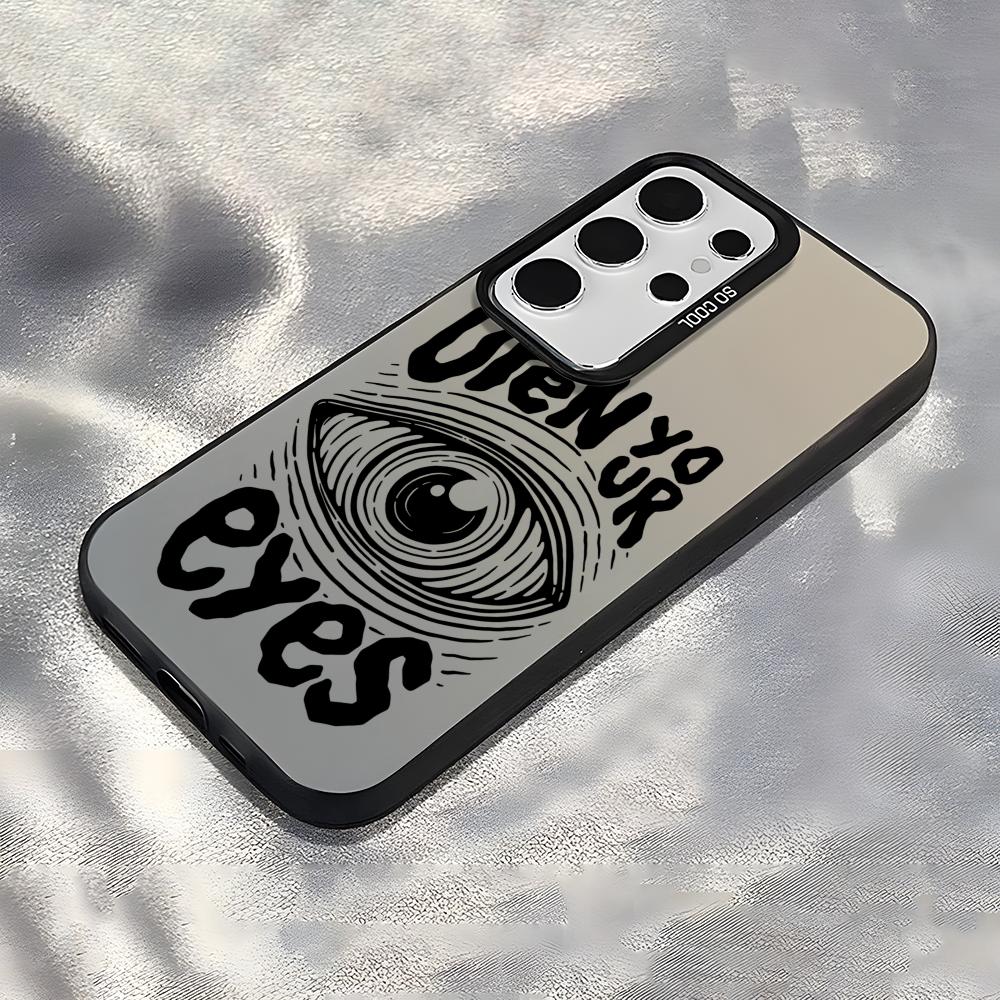 Open Your Eyes Phone Case For Samsung Galaxy S25 Edge S24 S23 S22 S21 S20 Ultra Funda Silicone Silver Cover