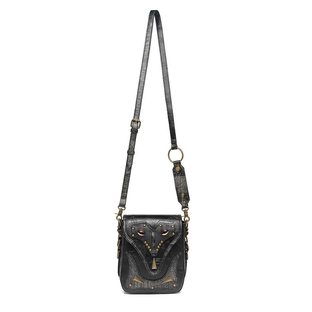 Johnature Retro Rivet Moto & Biker Women Shoulder Bags Fashion Versatile Black Female Small Crossbody Bags