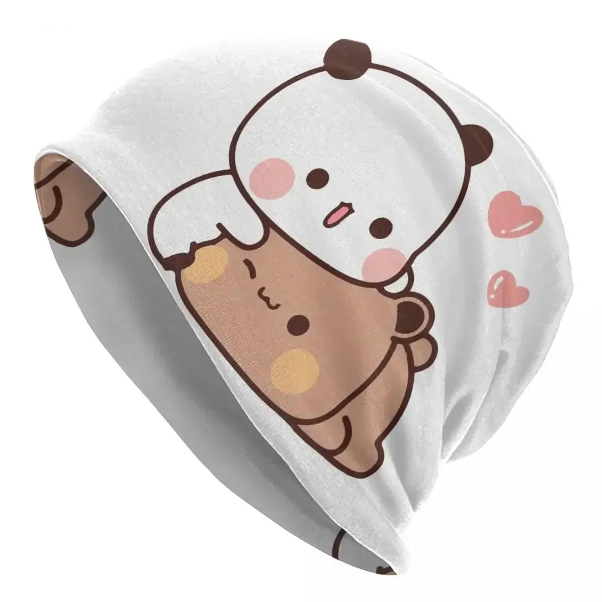 

Bubu Dudu Panda Bear Hugs Love Skullies Beanies Hats Warm Autumn Winter Outdoor Cap Knitted Bonnet Caps for Unisex Adult One Size