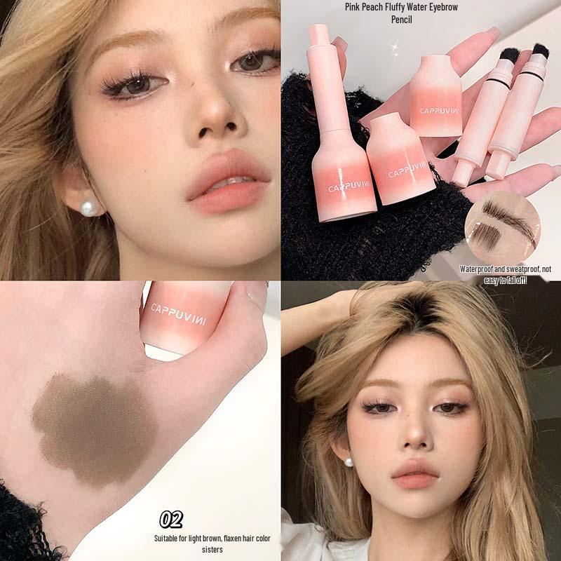 Cappuvini Smudge-Proof Peach Pink Eyebrow Pencil, Natural Color, Student-Friendly.