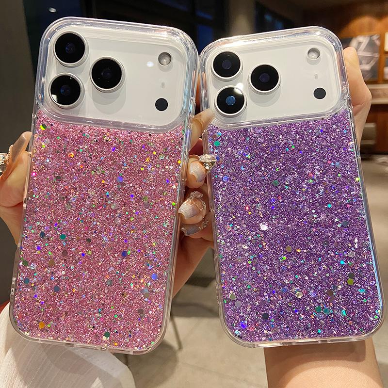 Luxury Trendy Glitter Shining Sequins Case For IPhone 17 Pro Max Air 16 15 14 13 12 Full-pack Shockproof Bumper Protection Cover