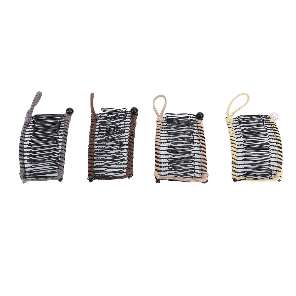 4pcs 20 Teeth Stretch Banana Comb Clincher Light Brown Gray Yellow Dark Brown Hair Banana Clips for Curly Thick Wavy