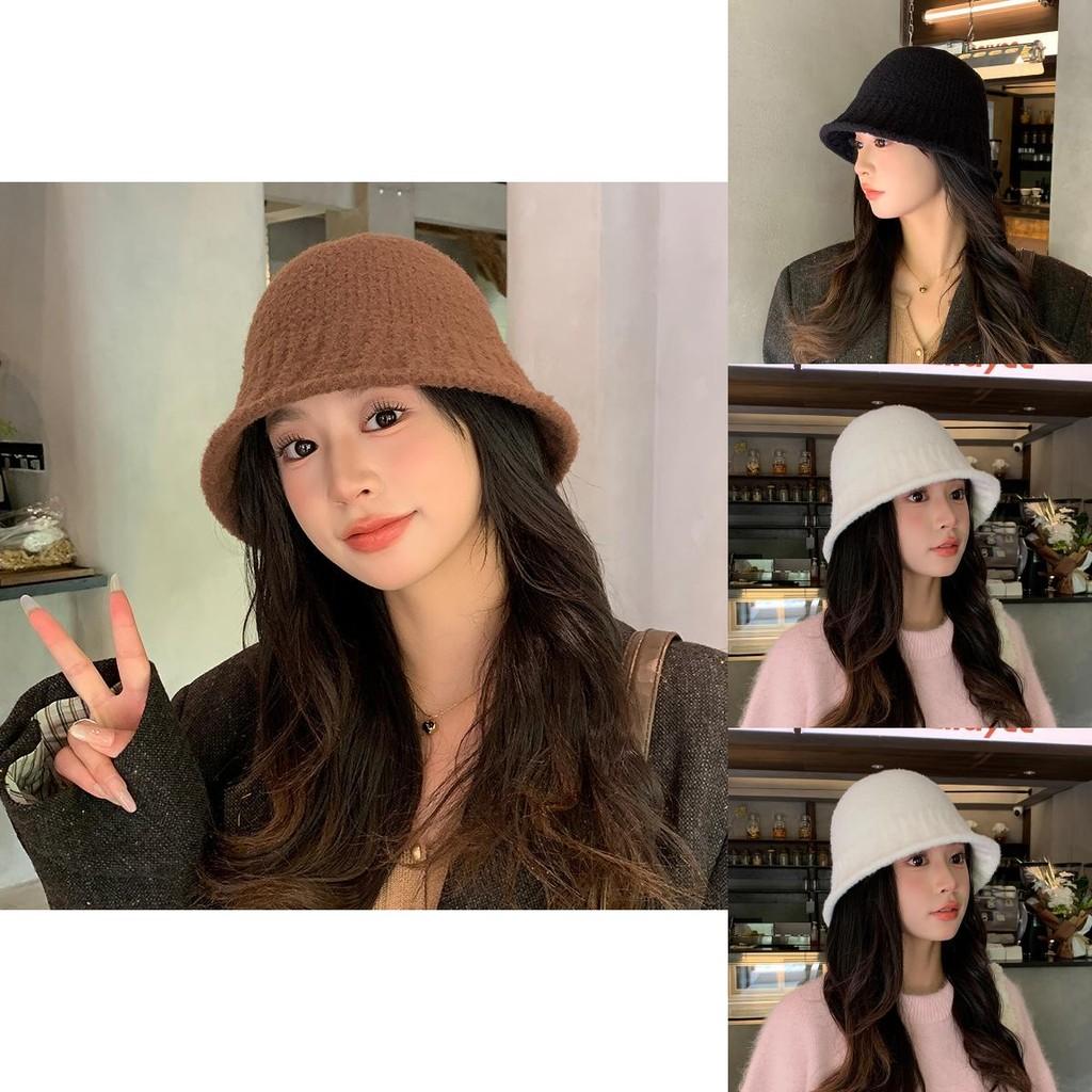 Simple Water Bucket Hat For Women With Warm Knit Material For Autumn And Winter