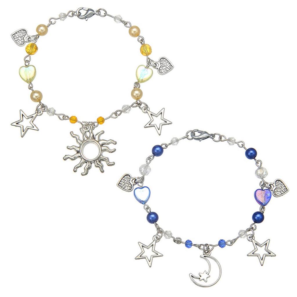 Fashionable Punk Bracelet Fashion Wristband Beaded Bracelet Hollow Star Charm Bracelet Alloy Texture for Daily Party