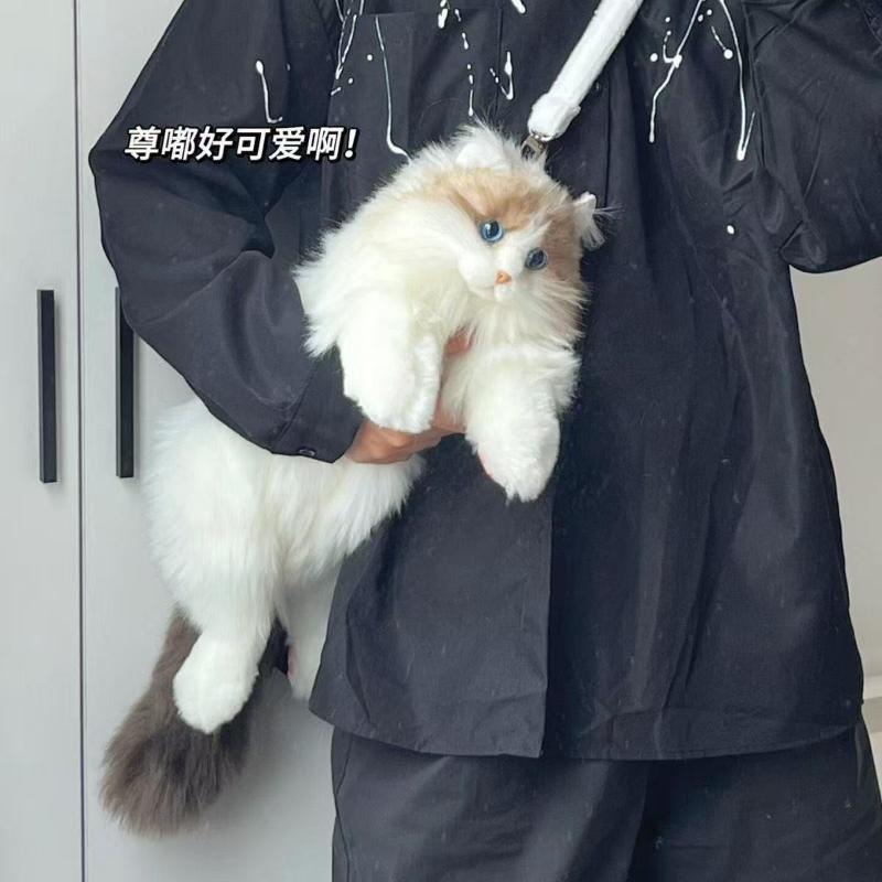 Cute Simulated Cat Designer Backpack Women Kawaii Soft Plush Trendy Backpack Purse For Woman School Bag Gift For Girls