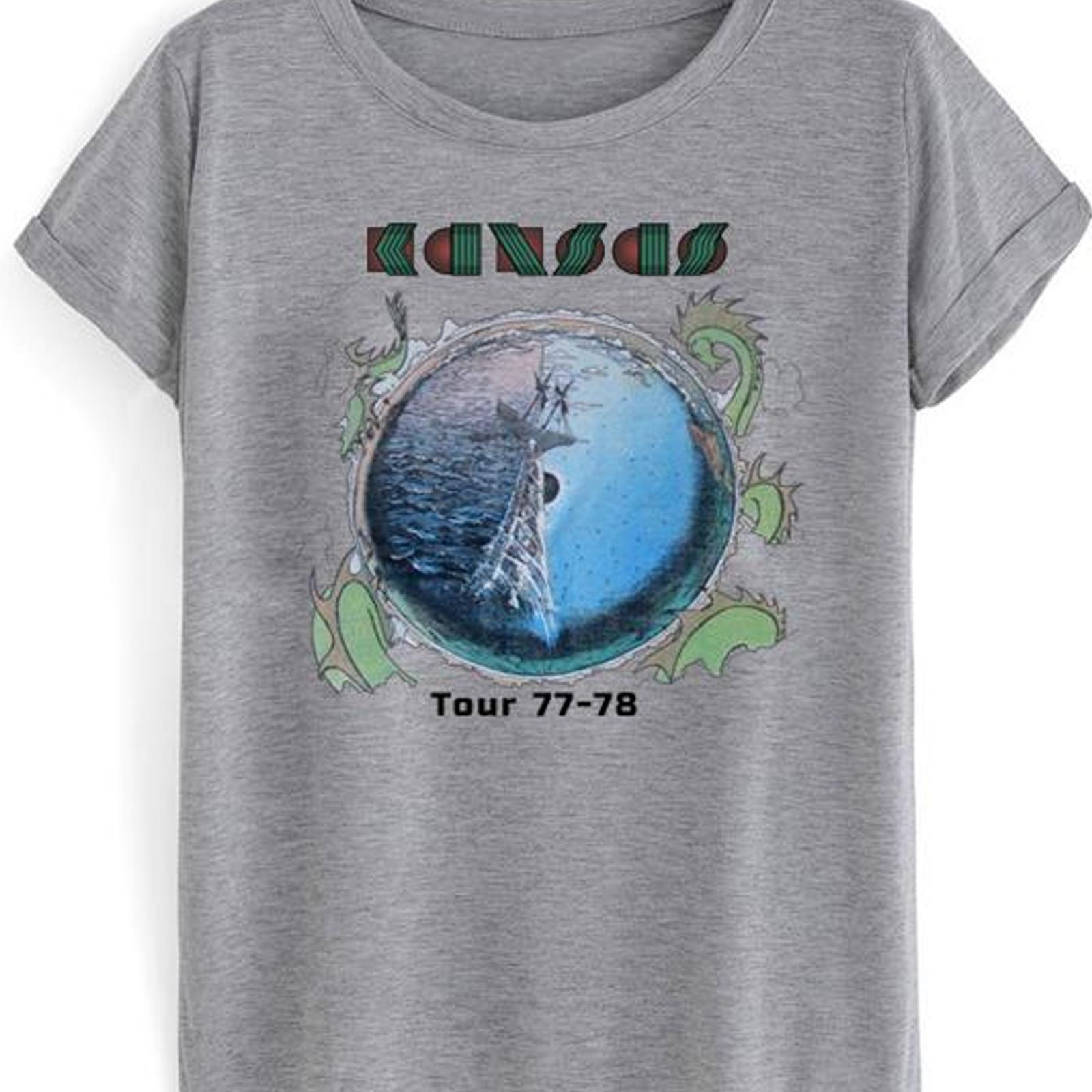 

retro VTG Kansas band tour 77 78 T-shirt gray Unisex All Sizes JJ2472 Unisex T-Shirt XL