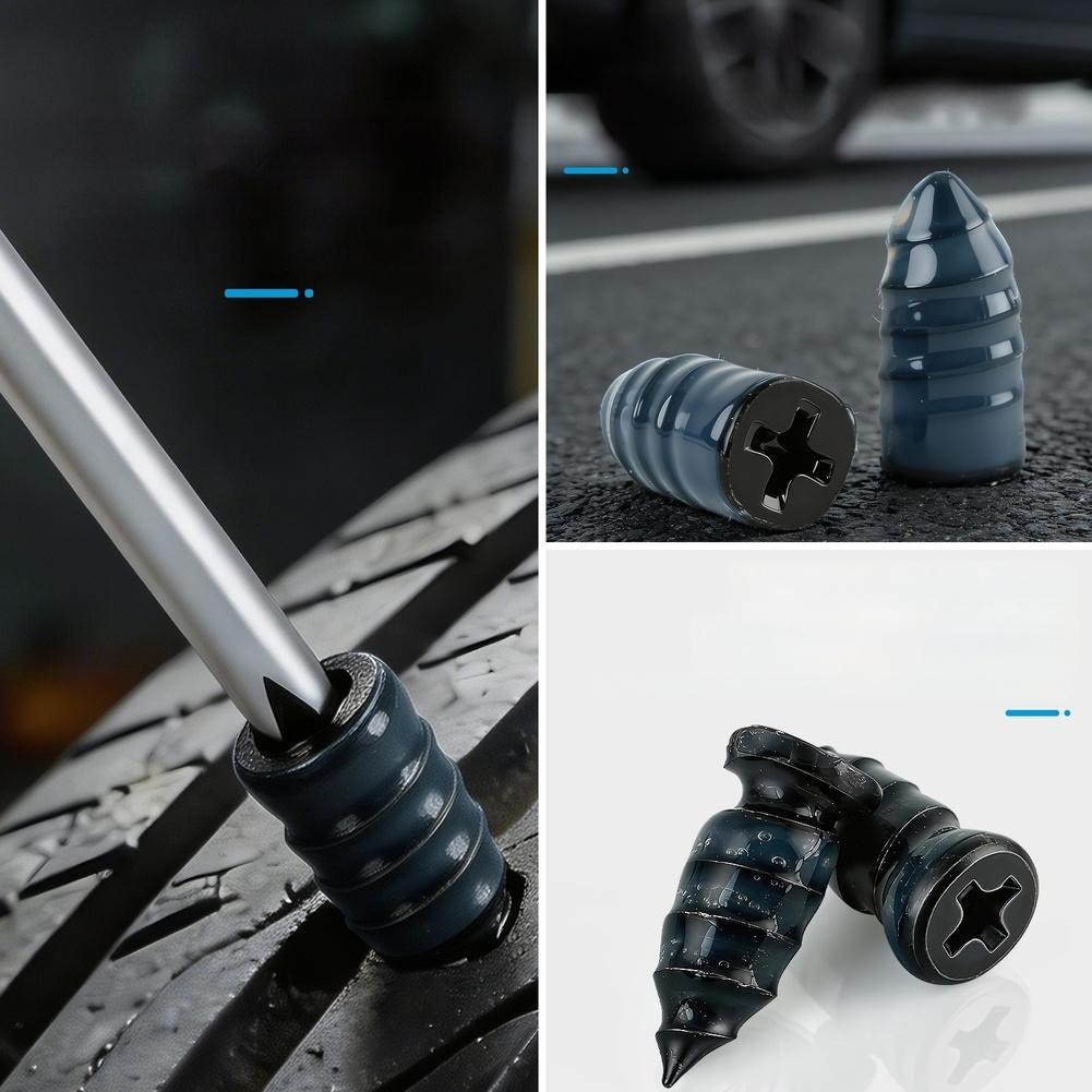 60 PCS Tire Repair Kit With Screwdriver And Storage Box For Car Motorcycle Bike Tubeless Tire Patch Rubber Nails