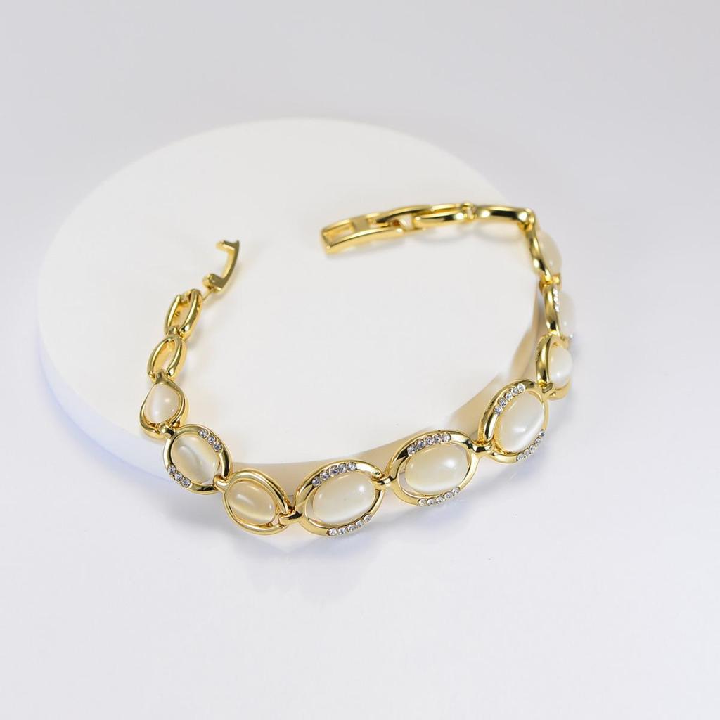 Women's Rose Gold 18K Cat's Eye Stone Bracelet Jewelry