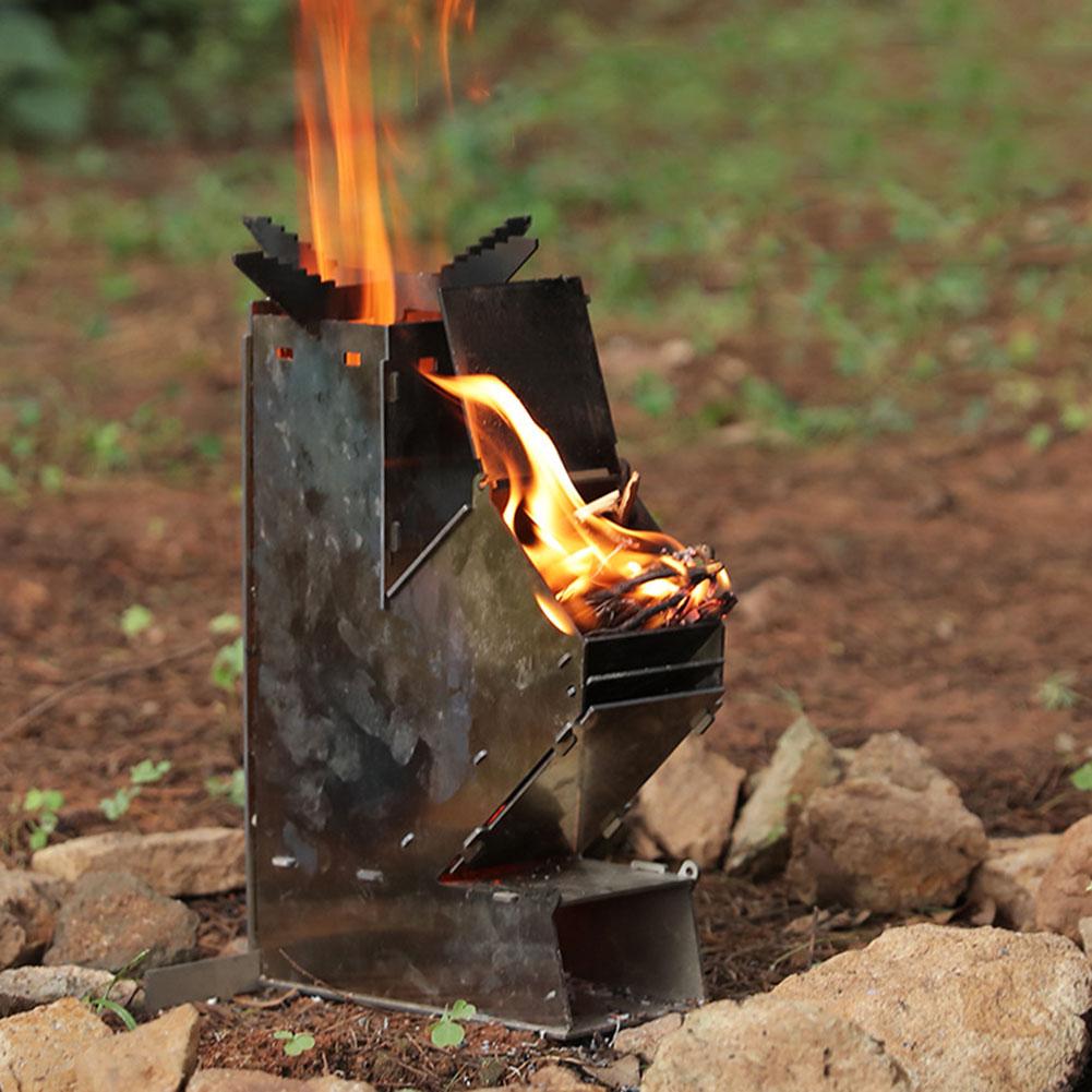 Portable Detachable Wood Burner Stainless Steel Portable Collapsible Camping Stove Outdoor Wood Burning for Traveling BBQ Picnic