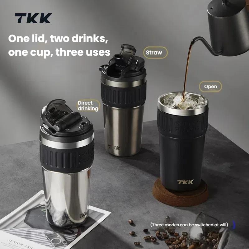 TKK Stainless Steel 316 Insulated Cup Portable Drawstring Coffee Cup Thermos Coffee Travel Mug Leak Proof Coffee Travel Mug