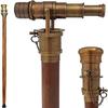 Telescope Walking Stick Antique Finish Costume Wooden Cane Foldable Rosewood Stick