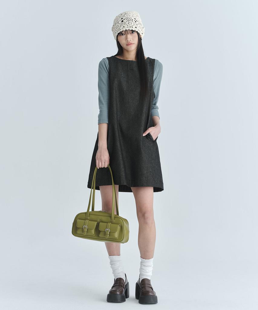Code Graphy (Women) Sleeveless Denim Dress - Black