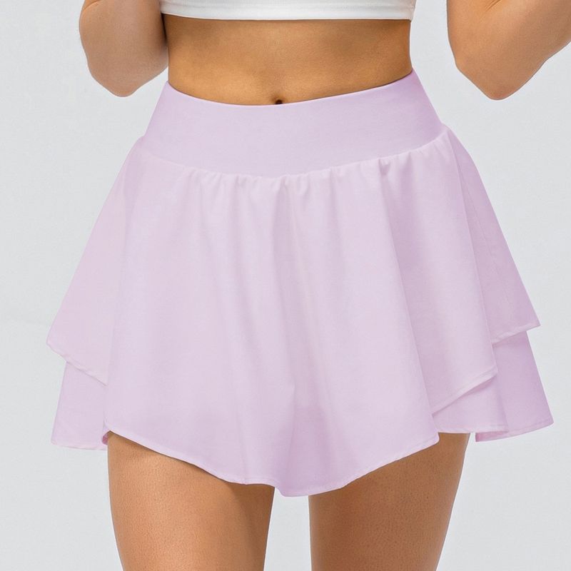 Spring and Summer New Arrival Yoga Exercise Skirt Loose Breathable Running Culottes Fashion Tape Fake Two-Piece Gym Short Skirt Tennis