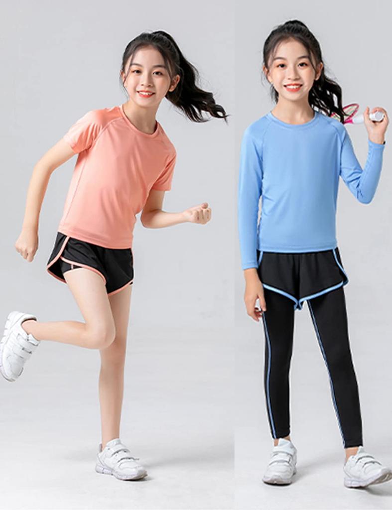 Treningsdresssett for barn for jenter og barn Kortermet barneskole junior yoga trening løping atletisk bord bomull [MIIFIT] Gutter,