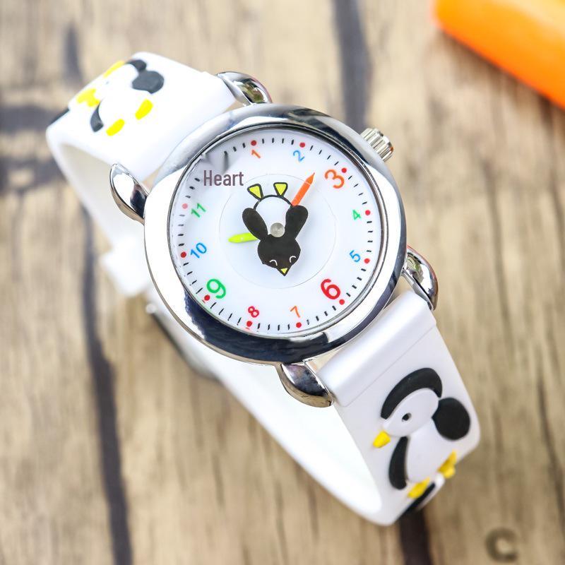Ceas pinguin drăguț pentru copii în stil coreean, versiune Q, cu brățară moale – Sigur pentru grădiniță pentru băieți și fete, Ceas electronic pentru elev de școală primară
