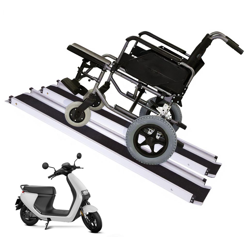 Non-Skid Aluminum Handicap Ramps Portable Folding Threshold Wheelchair Ramp with Handbags Door Threshold Wheelchair Ramps