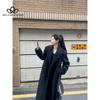 Höst Vinter Ny brittisk stil Lös enfärgad yllerock Koreansk stil Casual Retro förtjockad lång yllerock