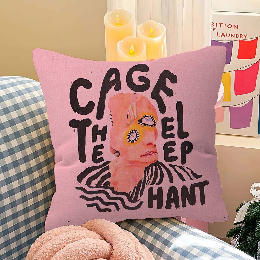 Poprockbandet Cage The Elephant Örngott Tecknat Gåva Kuddfodral Sovrum Hem Soffa Stol Sits Dekor Kuddvar