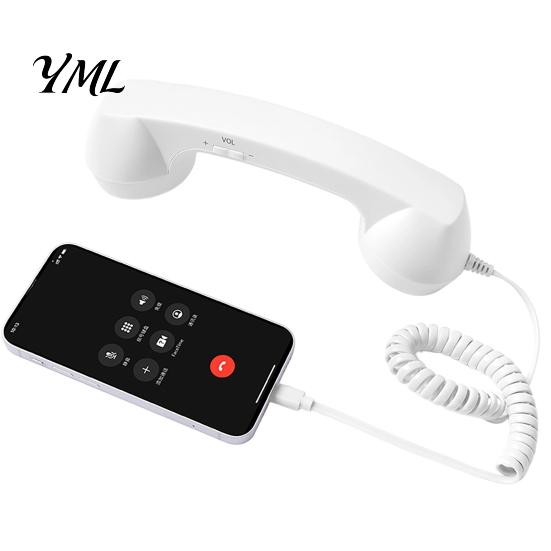 Nostalgic Desktop Decoration Prop Retro Phone Handset for Mobile Phones, Type-C Vintage Wired Handheld Comfortable Grip Telephone Handle Cell Receiver