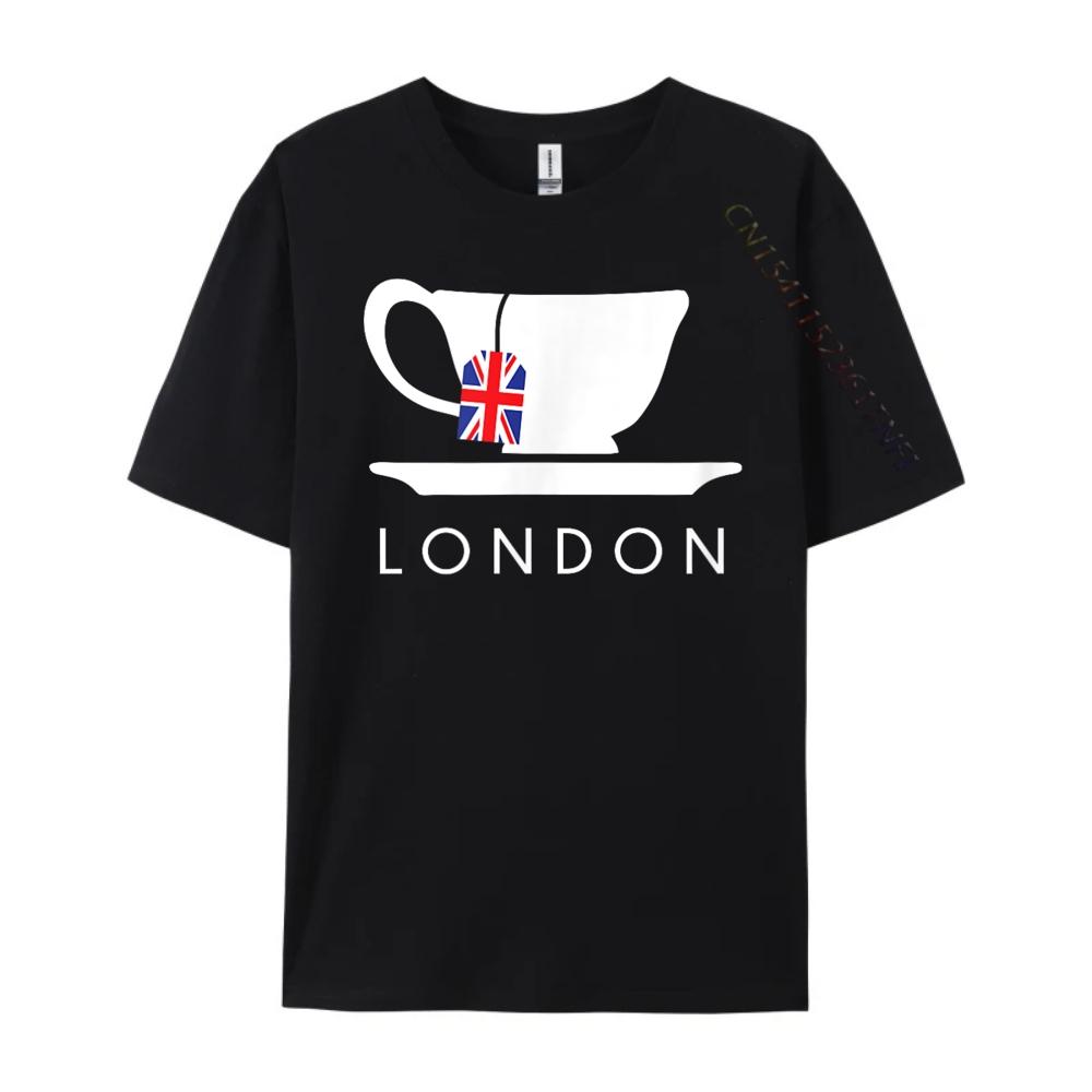 London Uk Tea Shirt Cool British Teacup Cotton Graphic Tees Short Sleeve Tee St Patricks Day Luxury