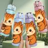 1PC Cute Sitting Squirrel Cartoon Print 750ml Color Plastic Sports Water Bottle Leakproof Flip Straw Lid Suitable for Sports Office Home Use