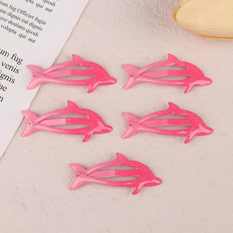 5Pcs Colorful Glitter Dolphin Bb Hair Side Clips Barrettes For Girls Women Child Holiday Party Gift Hair Accessories Headwear