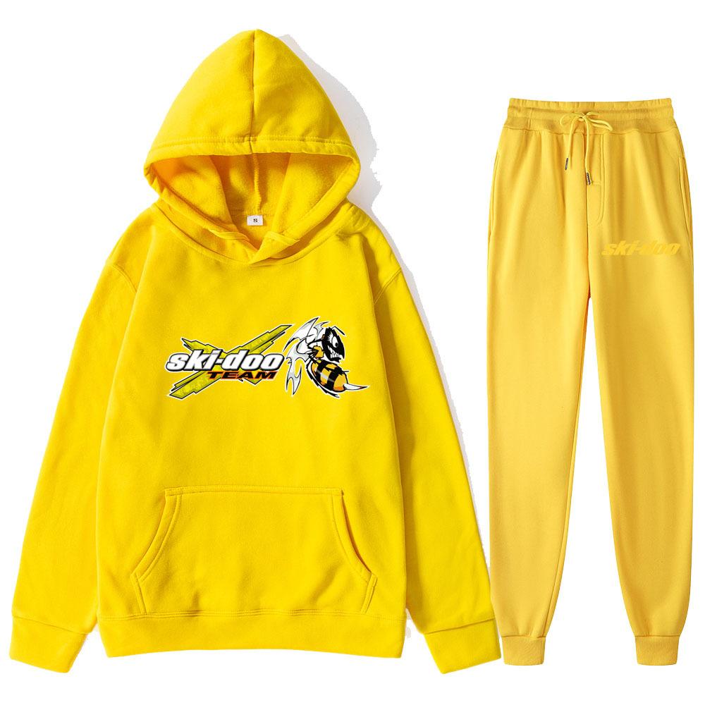 

Autumn Winter Ski-Doo Team Logo Printed Hoodies Sweatpants Set Fashionable Casual Warm Sports Long Sleeved Pants Men s Sport Wear XXL