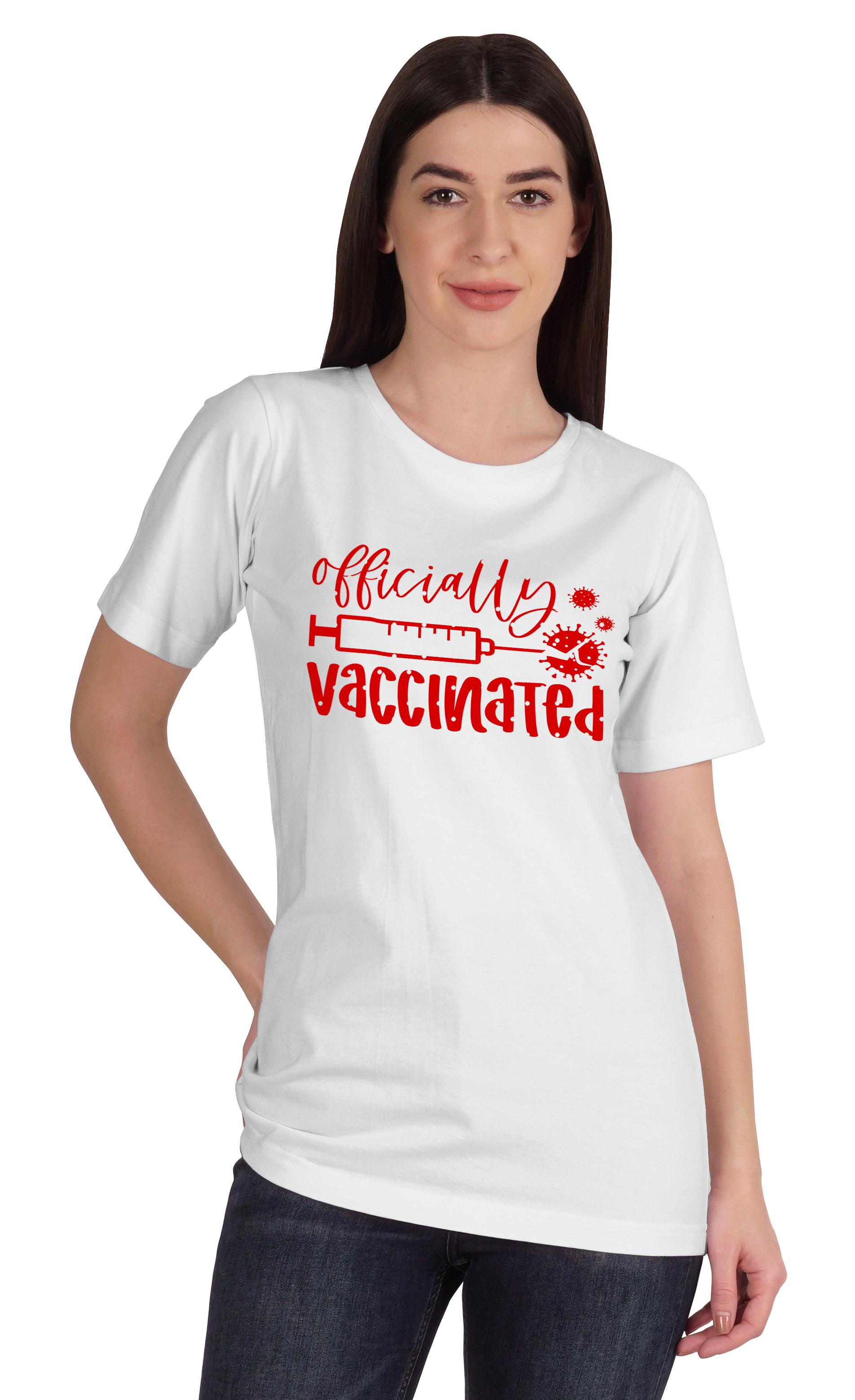 

Inkmeso Офіційно вакциновані жіночі футболки з круглим вирізом із зображенням XXL білий