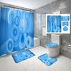 4 Sets Circles Geometry Shower Curtain Sets With Non-Slip Bath Mat,Toilet Lid Cover And Warm Color Pattern Shower Curtain Sets