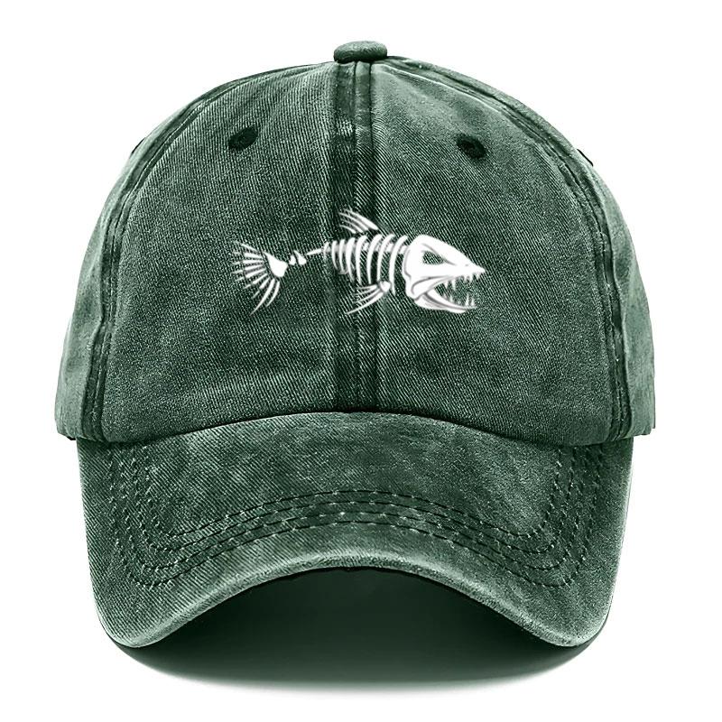 Customize Fish Bone Print Vintage Washed Cotton Baseball Cap Adjustable Distressed Unisex Trucker Hat for Men Women Outdoor Hats