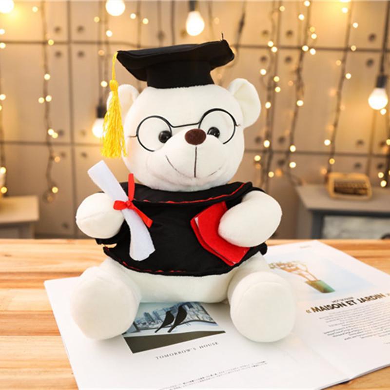 18/23cm Cartoon Lovely Bear Glasses Bear Stuffed Plush Toy Graduation Bear Doll  Kindergarten Gift